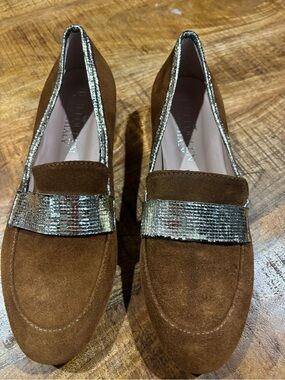 Rebel Queen Brown Suede Loafers with silver  Accent